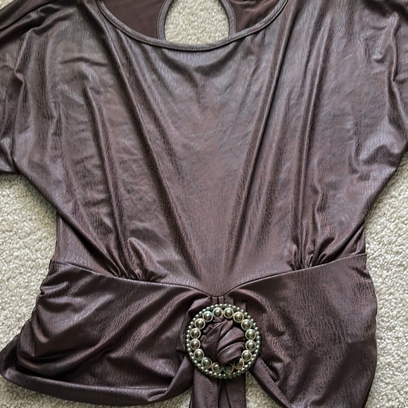 Joseph Ribkoff Vintage Snakeskin Brown Blouse with Belted Detail Women’s 6 - Picture 6 of 13